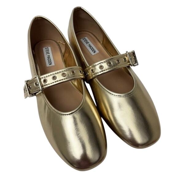 Steve Madden Burkett Gold Flats - Picture 1 of 6